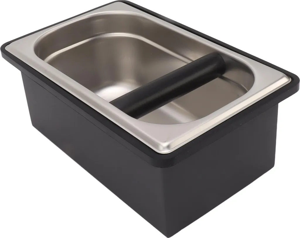 Coffee Knock Box Gummikaffeebox mit abnehmbarem Edelstahlmehlbehälter für Cafe Bar L