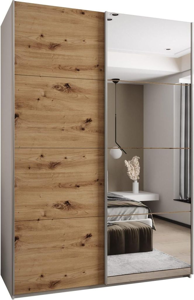 MEBLE KRYSPOL LUX 3 Schrank - 245,5x180x64cm - Weiß, Artisan, Silber