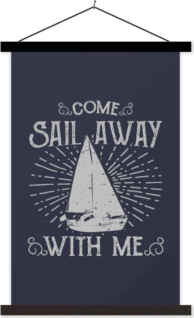 MuchoWow Textilposter Jahrgang - Segeln - Boot 40x60 cm mit schwarzem Rahmen - Wanddekorationen