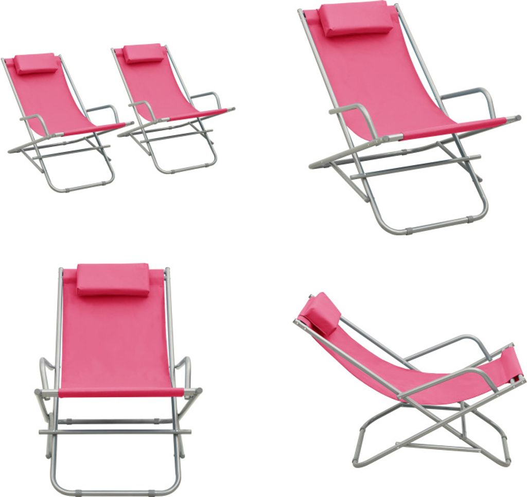 vidaXL Schaukelstühle 2 Stk. Stahl Rosa - Schaukelstuhl - Schaukelstühle - Liegestuhl - Liegestühle