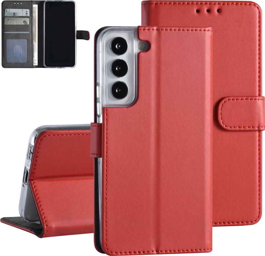 Samsung Galaxy S22 Book type Case - Card holder - Magnetic closure - Red