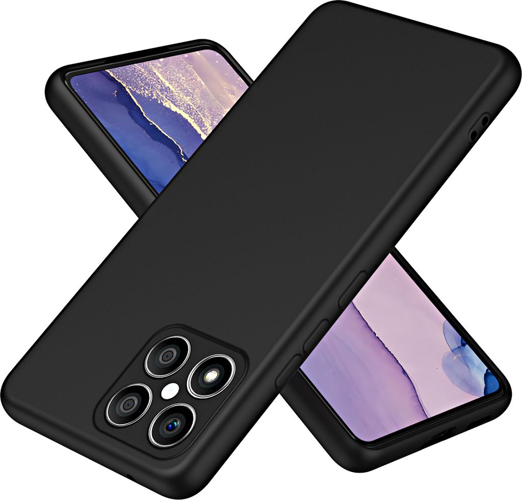 Honor X8 Hülle, Flüssig Silikon Handyhülle Stoßfest Kratzfest Schutzhülle für Honor X8 Schwarz