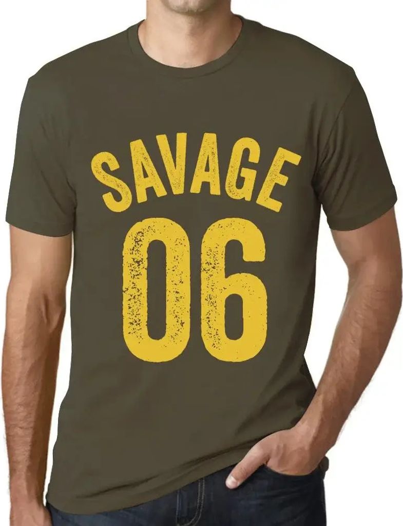 Herren Grafik T-Shirt Savage 06 Geschenk 6. Geburtstag Jahrestag 6 Jahre Jubiläum 6 Jährige Mann Jahrgang 2018 Kurzarm Lustige Druck