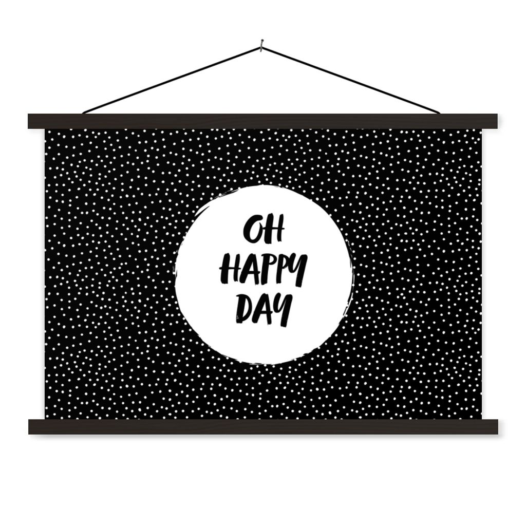 MuchoWow Textilposter Zitate - Text - Oh happy day - Glück 60x40 cm mit schwarzem Rahmen - Hölzernes