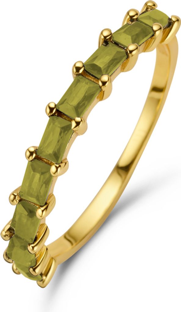 Neu Bling 9NB-0967-56 Silber Ring - Frauen - Zirkonia - Baquette - Größe 56 - Olivgrün - Goldton