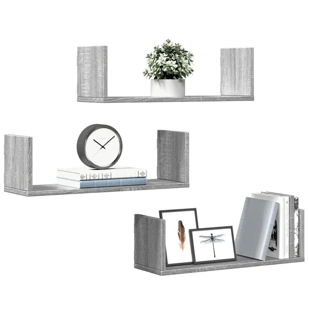 Maison Exclusive Set Mensole Muro 3 Pezzi Legno Grigio Sonoma 58cm