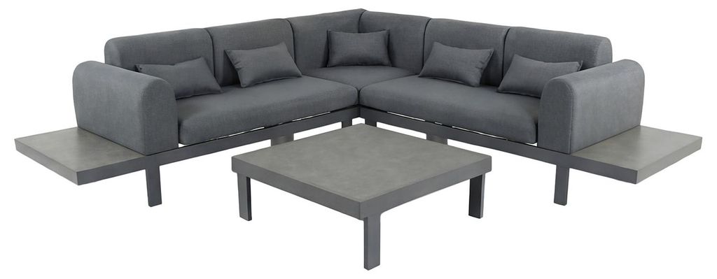 home24 Loungeset - 4-teilig - Aluminium / Webstoff - Grau Produktbild 
