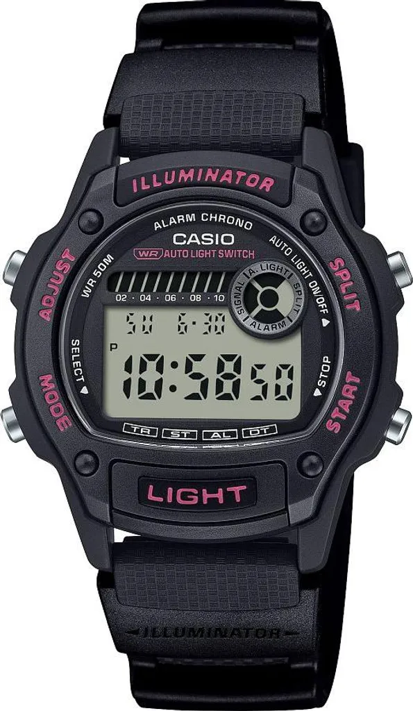 Montre Casio W-220H-1A2VEF Étanche 50m avec Éclairage LED et Alarme Noir