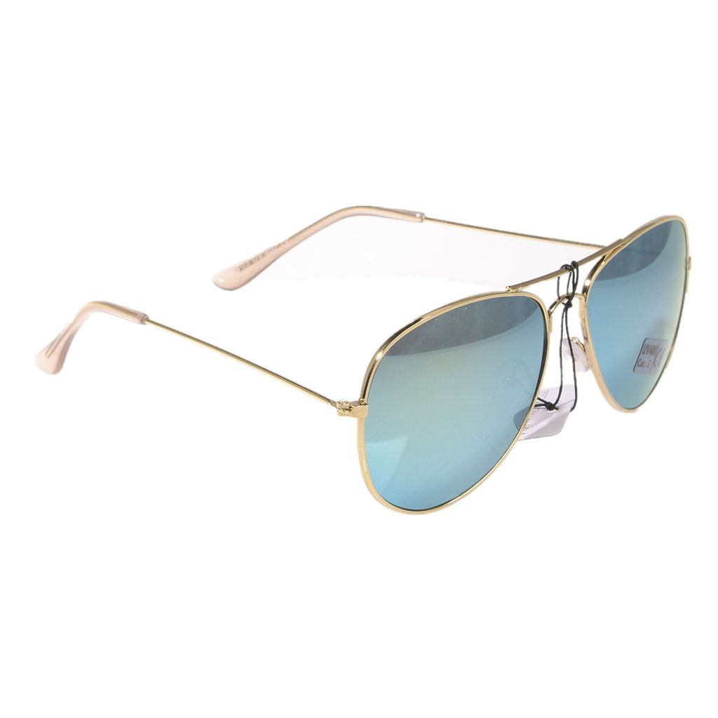Piloten Brille verspiegelt Gruen - Gold Produktbild 