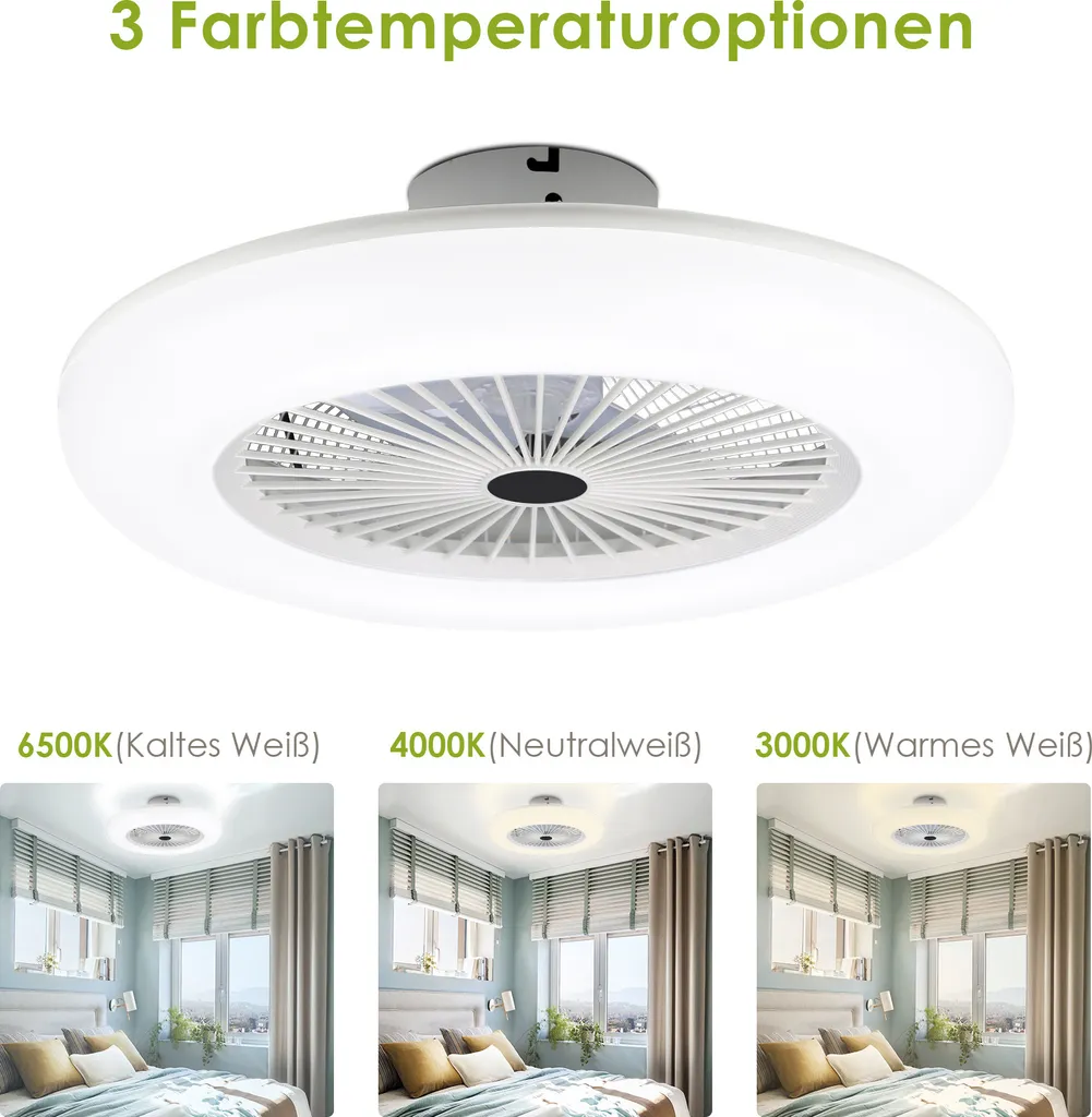 Karpal 80W: Plafoniera con Ventilatore Design Minimal per Camera - 3