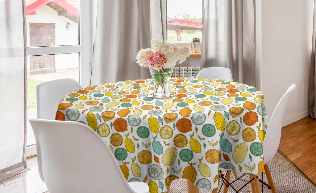 ABAKUHAUS Tovaglia rotonda colorata, Poppy Meadow, tovaglia circolare per sala da pranzo, decorazione per cucina, 150