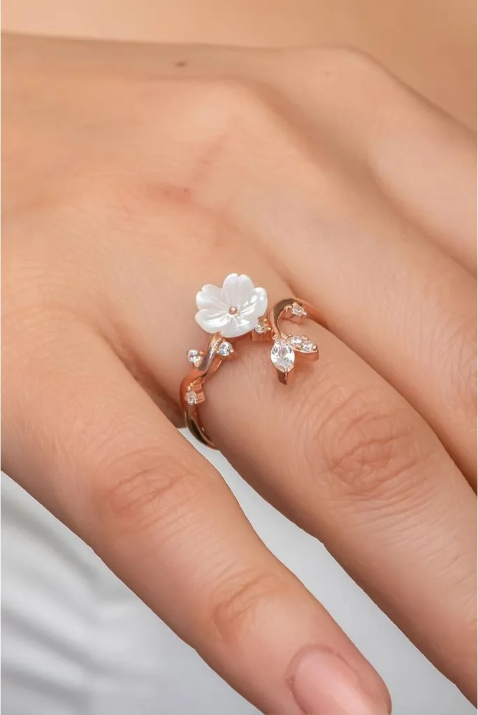 Bague femme ajustable argent 925 magnolia zircone : cadeau idéal chic