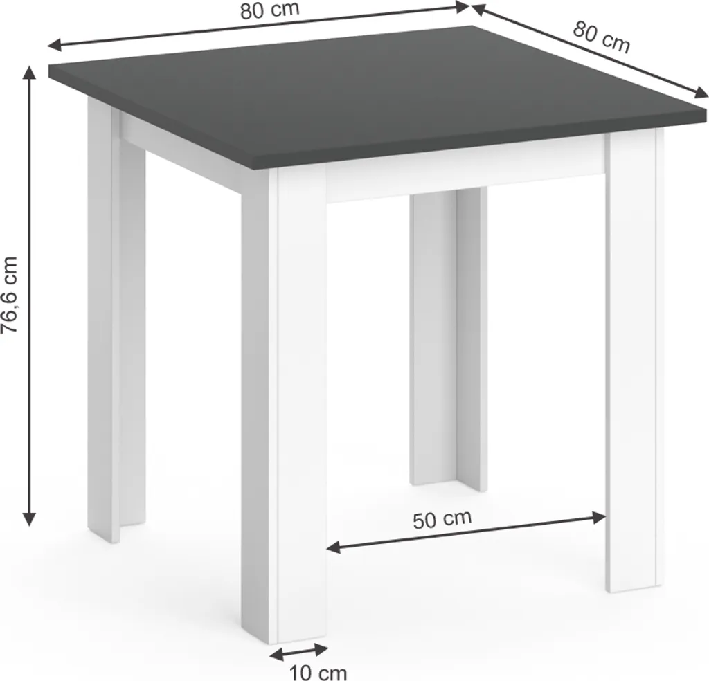 Table de repas anthracite Vicco Karlos 80x80 cm robuste et design mat - 6