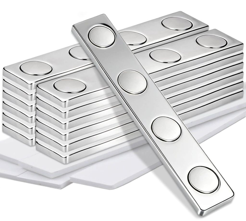Super-Neodym-Magnete mit selbstklebender Schicht, rechteckige Magnete 58x10x2 mm, starke Haftkraft, kleine starke Magnete für Magnettafeln, Whiteb...
