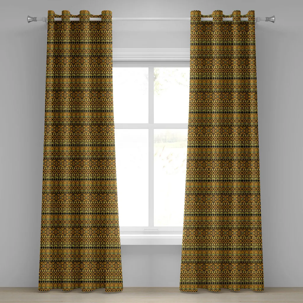 ABAKUHAUS Tenda A Pannello Etnica 2 Pezzi 150x225 Cm – Microfibra Stampata, Semitrasparente Per Soggiorno E Camera Da Letto, Multicolore