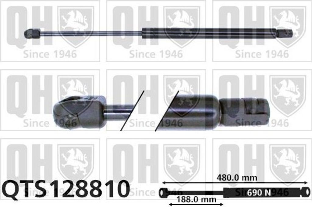 QUINTON HAZELL QTS128810 Gasfeder Heckklappendämpfer für AUDI A6 Allroad (4FH, C6) Allroad (4BH, C5) 480mm