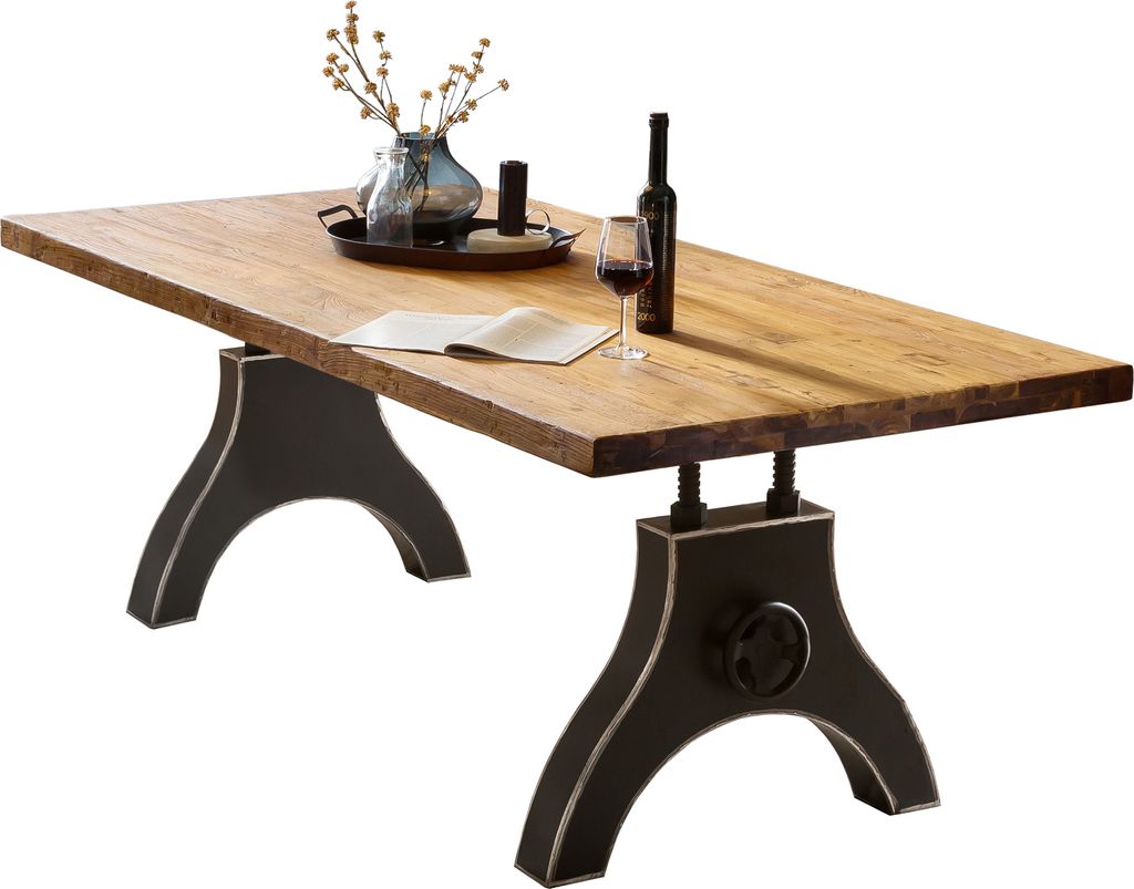 SIT Möbel Esstisch Teak | Platte 50 mm natur | A-Gestell Metall schwarz | B 240 x T 100 x H 74 cm | 16021-11 | Serie TOPS & TABLES