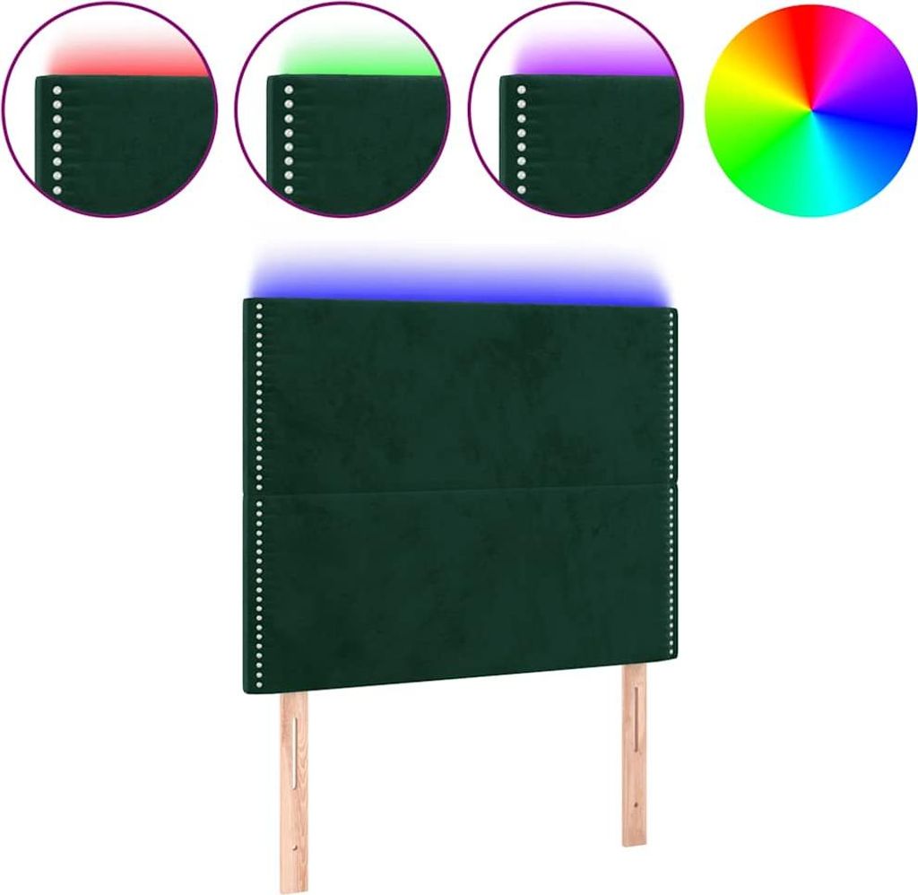 vidaXL LED Kopfteil Dunkelgrün 90x5x118/128 cm Samt
