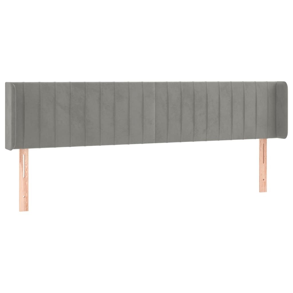 Möbel Kopfteil mit Ohren Hellgrau 183x16x78/88 cm Samt - Kopfteile CLORIS5836834