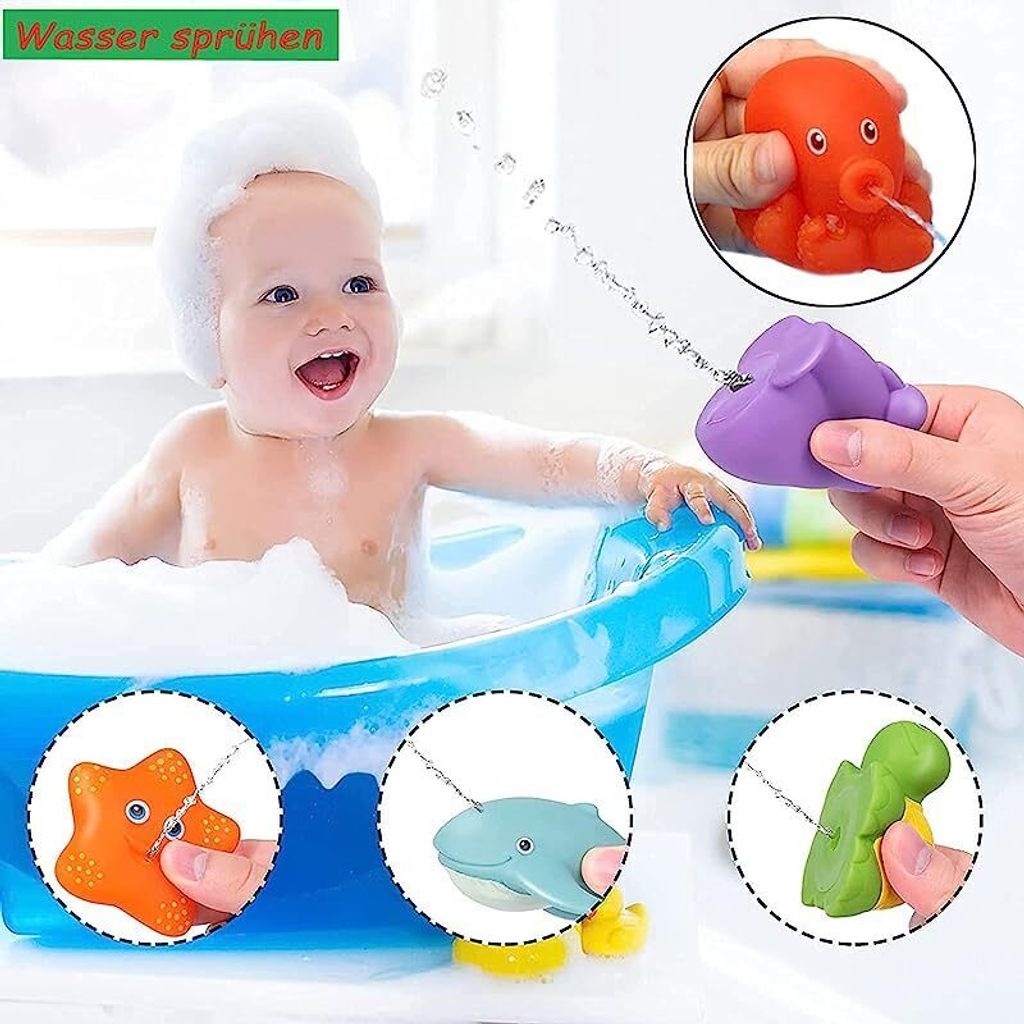 7 Stück Baby Badespielzeug mit Fischernetz Set, Produktbild 7