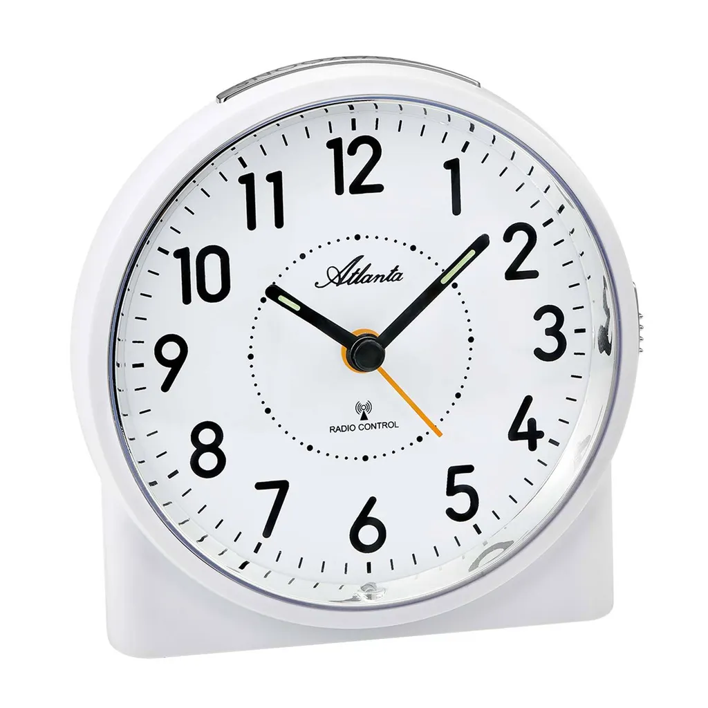 Réveil à quartz Atlanta 1843-0 silencieux avec cadran très lisible blanc