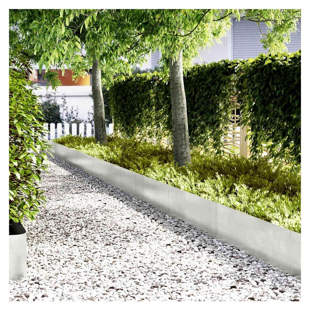 Gartenrandleiste Silber - wetterfest, modernes Design für Rasen, Blumenbeete und Terrassen