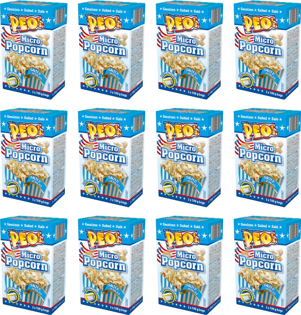 PEO's Mikrowelle Popcorn Gesalzen 12 Schachteln mit 3 x Produktbild 
