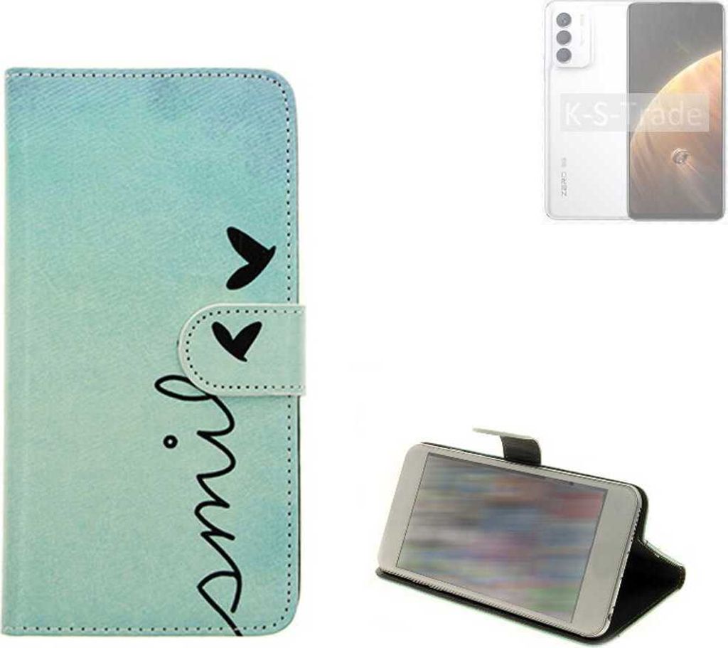 K-S-Trade Schutz Hülle Handy Hülle kompatibel mit Infinix Zero 5G 2023 (X6815D) Hülle Handyhülle cover bookstyle Etui Handyhülle “smile“