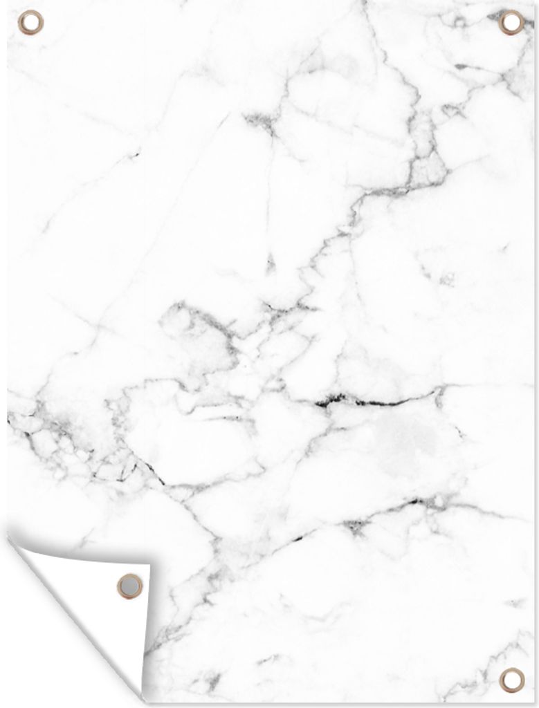 MuchoWow 90x120 cm Outdoor-Poster Gartendeko Sichtschutz Garten Poster für den Garten Marmor - Weiß - Grau - Luxus - Marmoroptik - Strukturiert