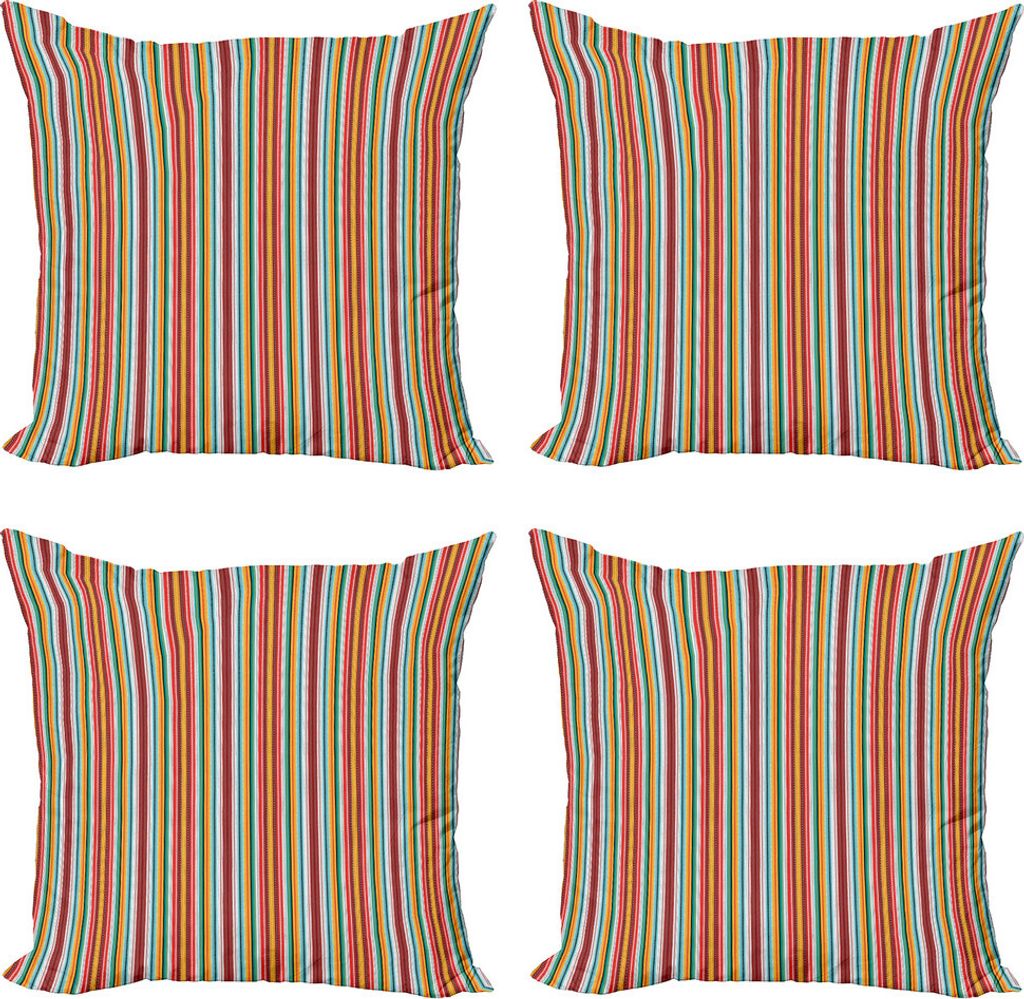 ABAKUHAUS Bohemian-Streifen Kissenbezug Set (4 Stück), Grandiose Stripes Patterns, Moderner Doppelseitiger Digitaldruck, 50 cm x 50 cm, Mehrfarbig