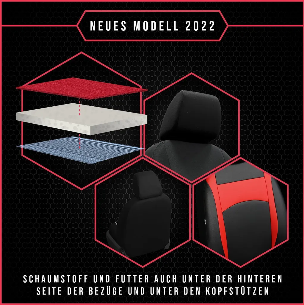 Coprisedili Auto Universali Peugeot 3008 Rossi | Set Completo Nuovi - 4