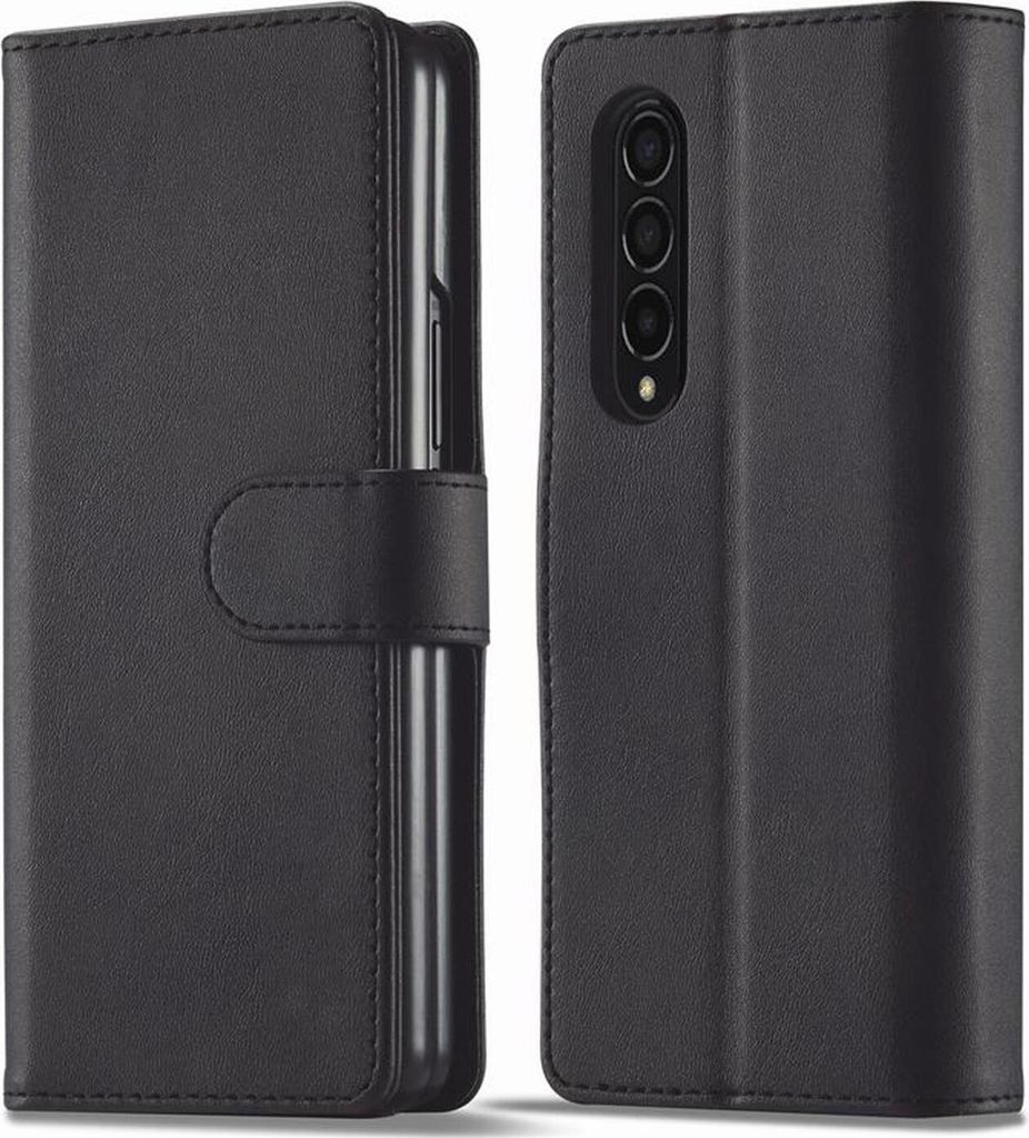 Conie Klapp Tasche für Samsung Galaxy Z FOLD 4 Kartenfach Rundumschutz Hülle in Schwarz
