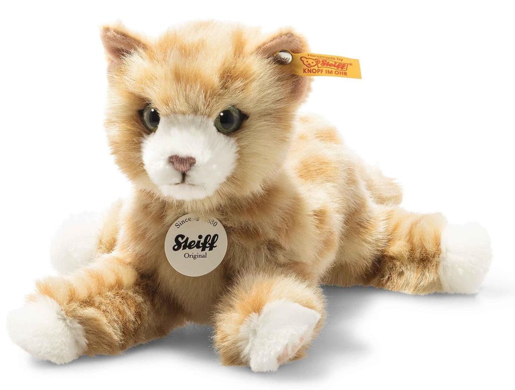 Steiff Katze Mimmi 24 cm rot gestrommelt liegend Produktbild 