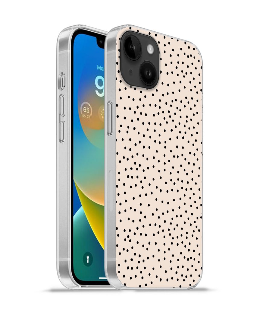 MuchoWow Handyhülle Schutzhülle Hülle für Apple iPhone 14 Plus - Soft case Polka dot - Beige - Schwarz Silikon Softcase Handy Hülle - Abbildung