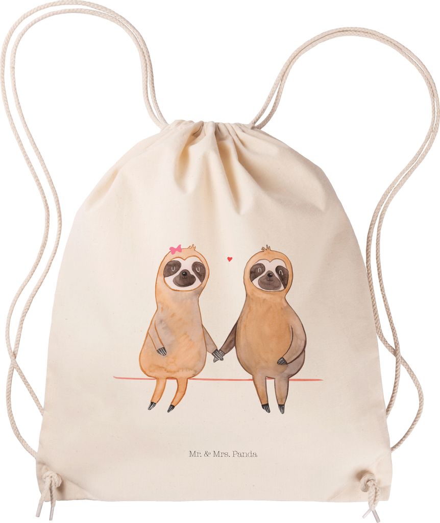 Mr. & Mrs. Panda Beutel Faultier Pärchen - Transparent - Geschenk, faul, Faultiere, Kleiner Rucksack, Jutebeutel, Turnbeutel, Gymbag, Liebe, Stoff...