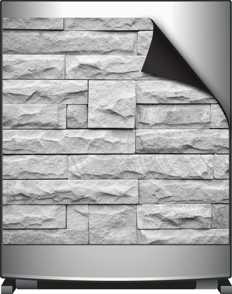 Wallario Magnet für Kühlschrank / Geschirrspüler, magnetisch haftende Folie - 60 x 60 cm, Motiv: Steinwand grau