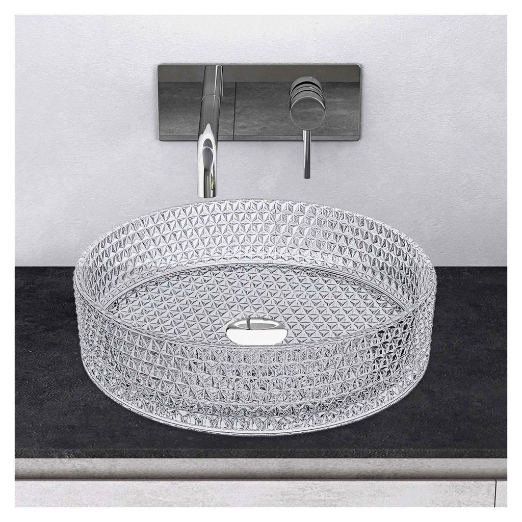 Glas Aufsatzwaschbecken Rund 39x39x12 cm Transparent