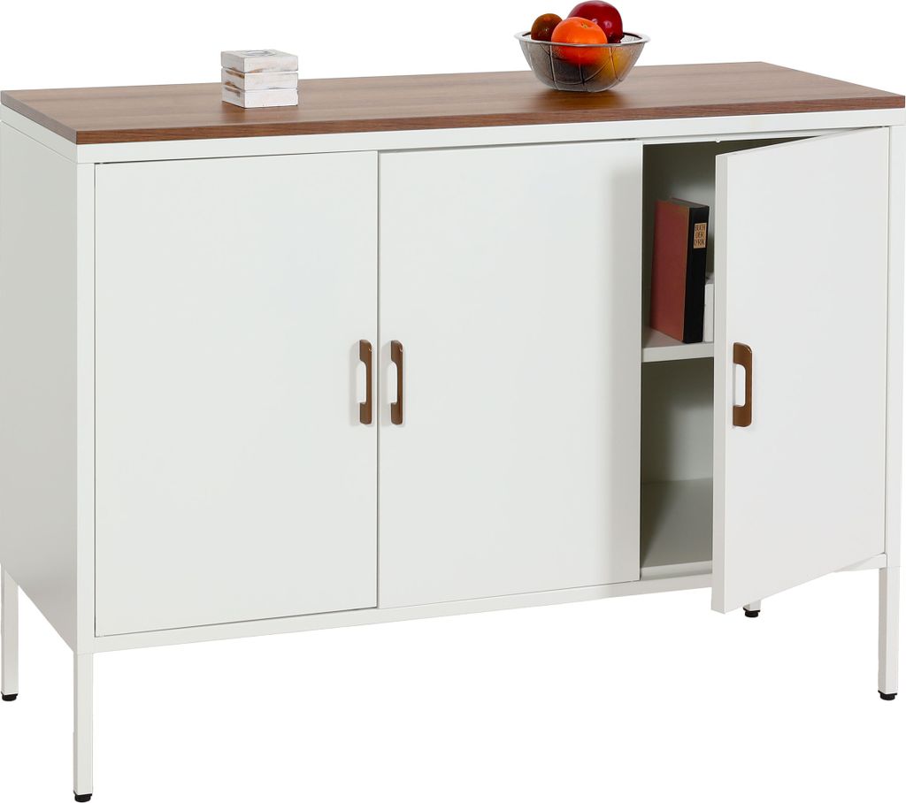 Kommode HWC-L84, Sideboard Schrank Anrichte, 3 Türen Metall Produktbild 