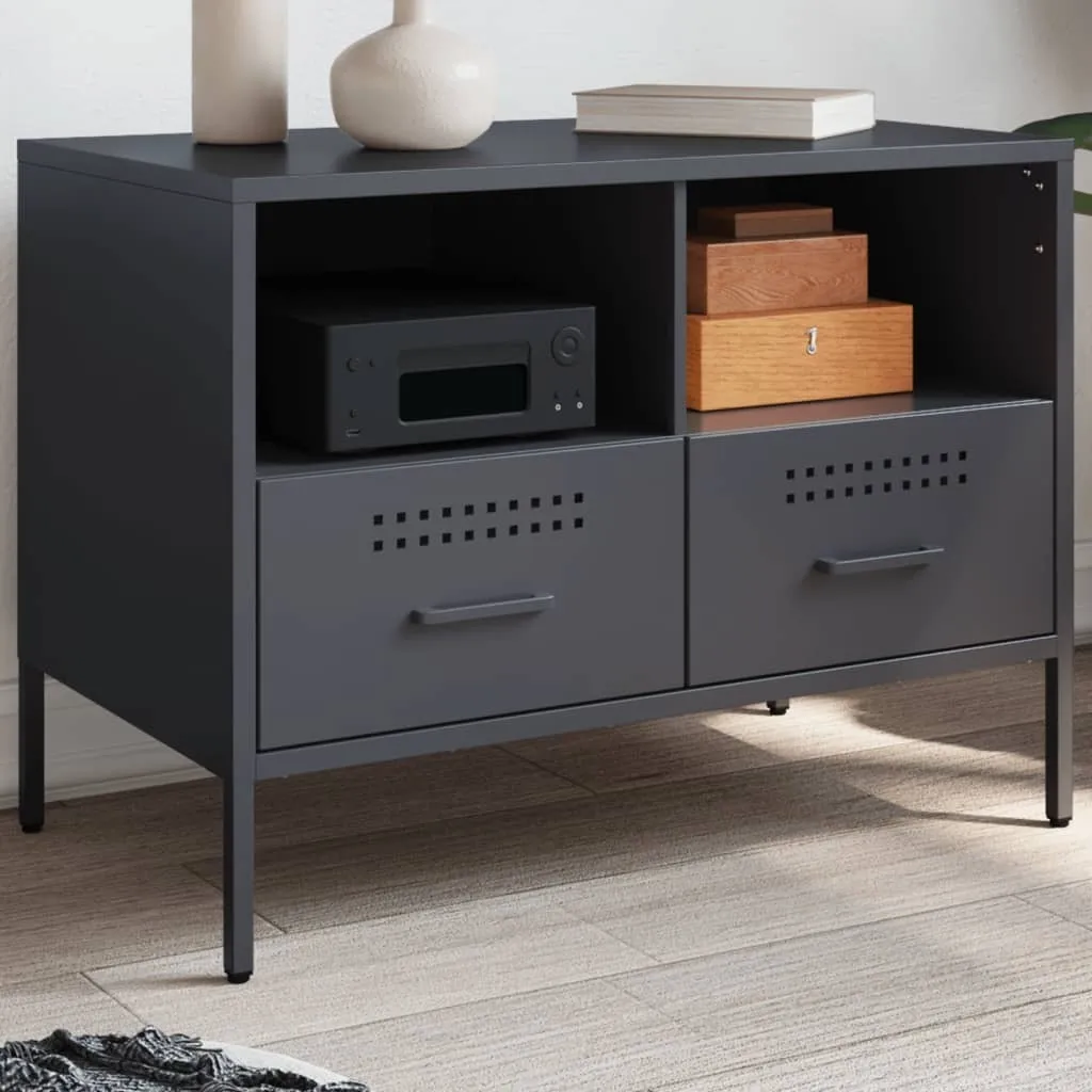 Porta TV Moderno Maison Exclusive Acciaio Antracite 68 cm Design Loft