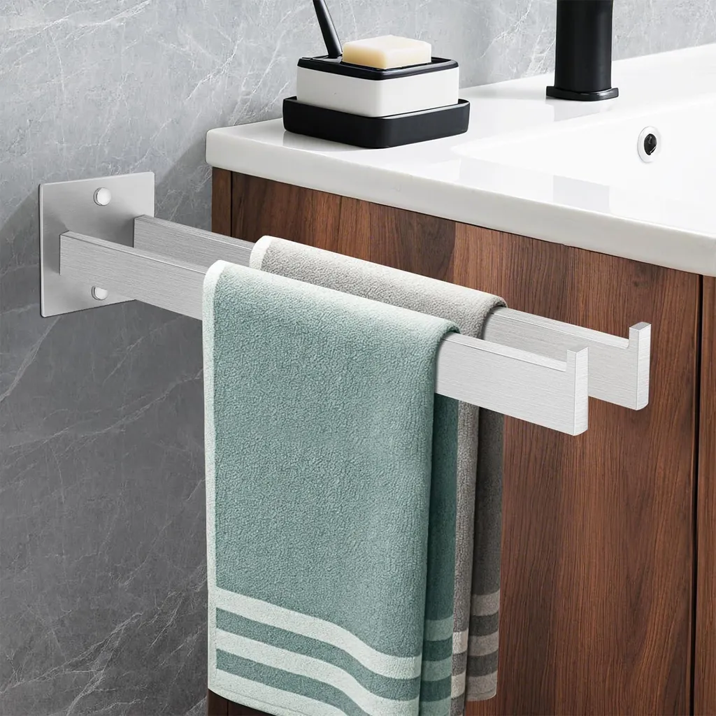 Porte-serviettes SUS304 en acier inox noir pour salle de bain - 40cm