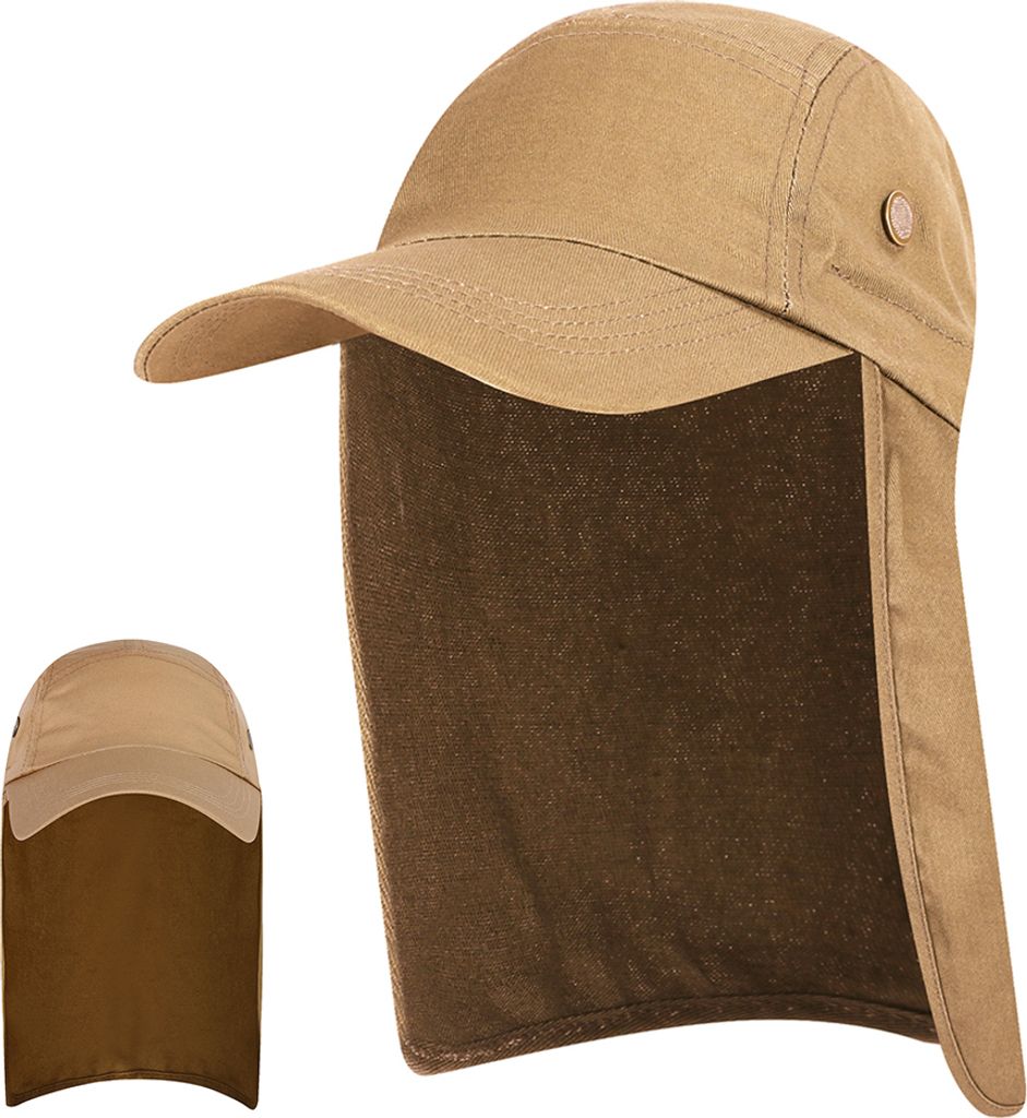 Men UPF 50+ Sun Cap Wide Brim Fishing Sun Cap Hat with Neck Flap