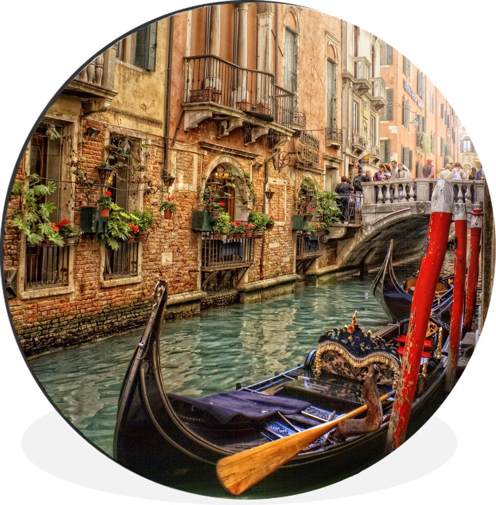MuchoWow Aluminium Wandkreis Venedig - Italien - Gondel Ø 30 cm Wanddeko Modern Wohnzimmer - Wand Bild - Wohnzimmer - Runde Bilder - Alubilder -...