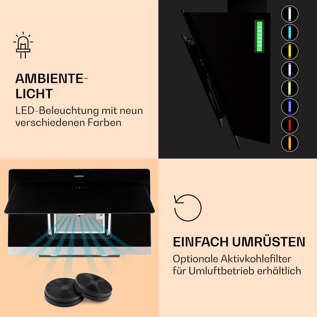 Klarstein Dunstabzugshaube 90cm, Abluft-Dunstabzugshaube, Produktbild 5