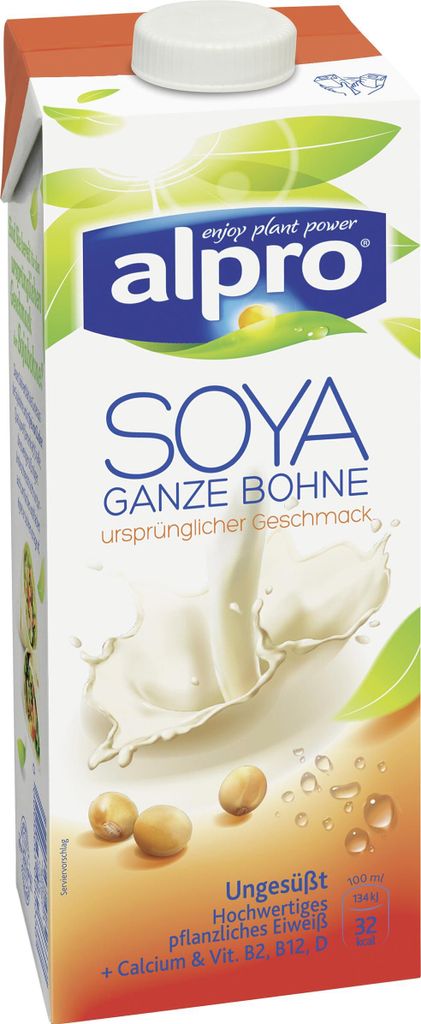 Alpro Soja Drink ohne Zucker rein pflanzlich völlig Produktbild 