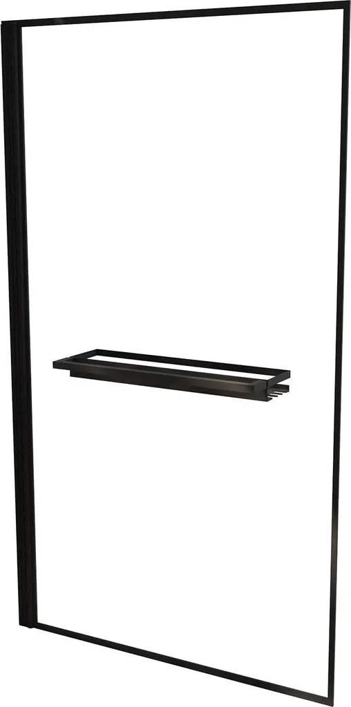 Pare-baignoire en verre noir mat 75 cm avec étagère et barre de serviette