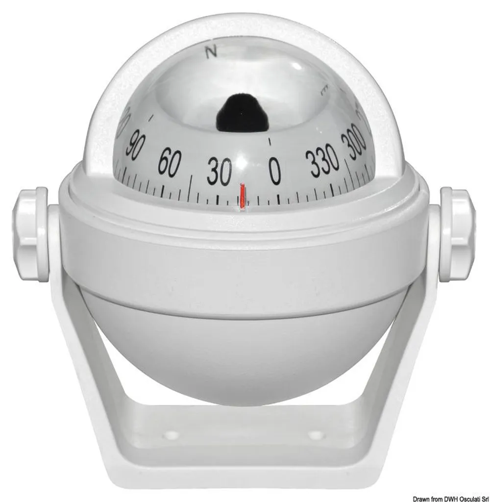 Boussole Marine Blanche Stella avec Support Orientable Rose de 2,5"