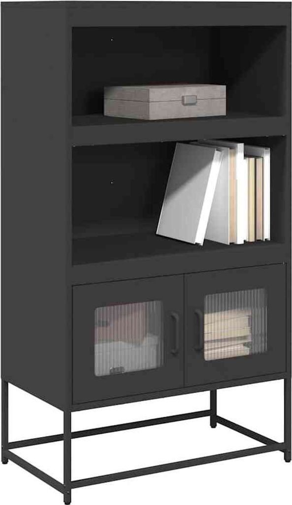 vidaXL Highboard Schwarz 68x39x123 cm Stahl