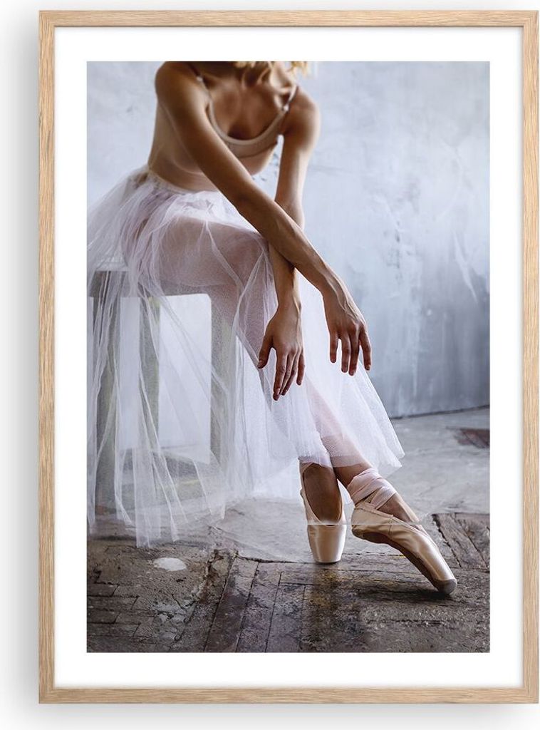 Gerahmtes Poster - Rahmen in heller Eiche - Ballerina Ballett Studio - 50x70 cm - Wand Bild - Wanddeko - Wandbilder - Kunstposter - Wandposter - Bi...
