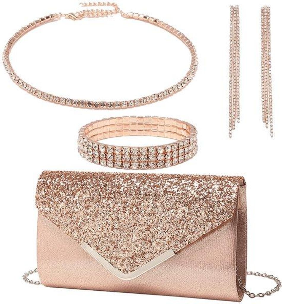 Glitzernde Schmucktasche 4-teilig Elegante Schultaschen mit Pailletten und Glitter