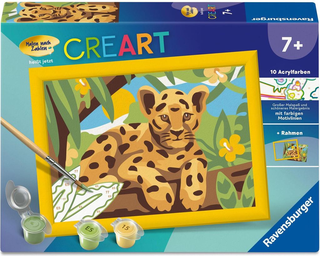 CreArt, Malen nach Zahlen Kinder - Baby Leopard